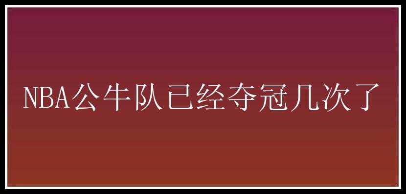 NBA公牛队已经夺冠几次了