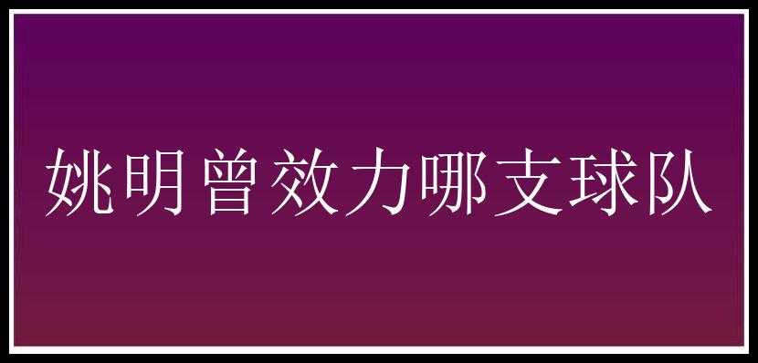 姚明曾效力哪支球队