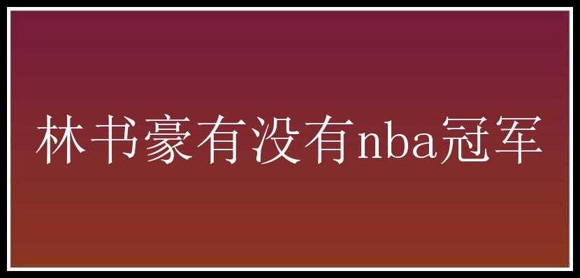 林书豪有没有nba冠军