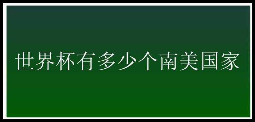 世界杯有多少个南美国家