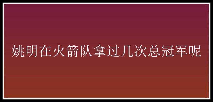 姚明在火箭队拿过几次总冠军呢