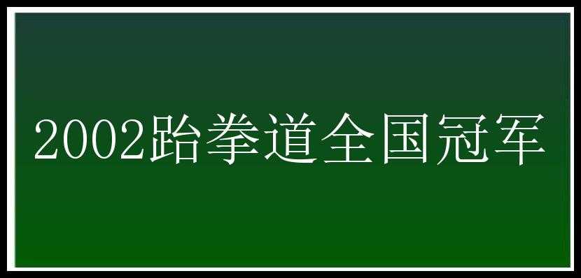 2002跆拳道全国冠军