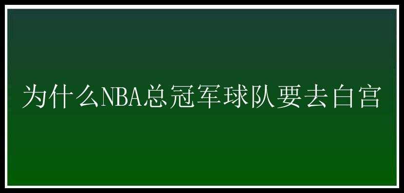 为什么NBA总冠军球队要去白宫