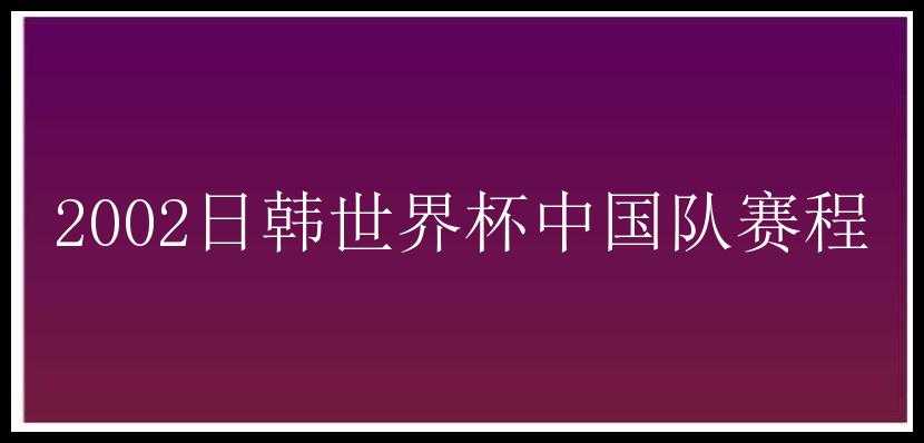 2002日韩世界杯中国队赛程