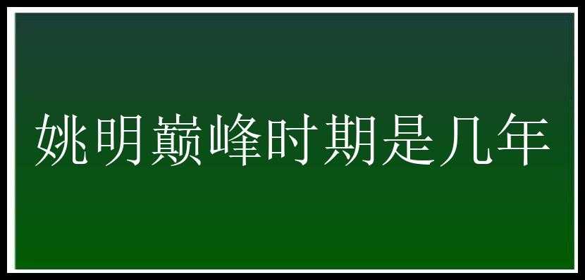 姚明巅峰时期是几年