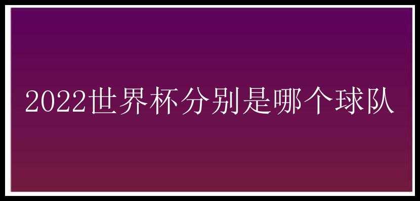 2022世界杯分别是哪个球队