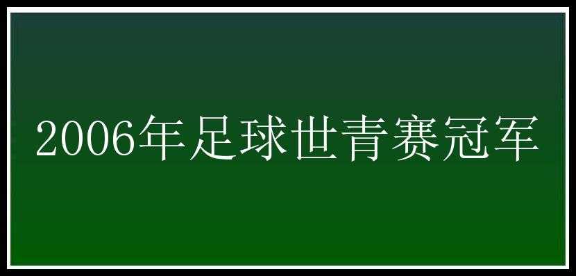 2006年足球世青赛冠军