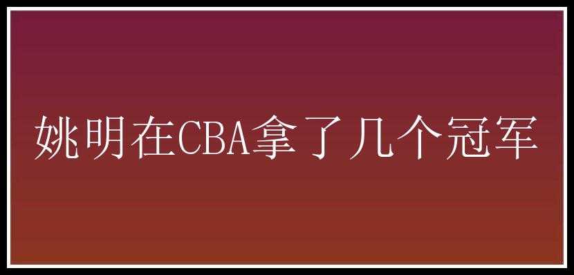 姚明在CBA拿了几个冠军