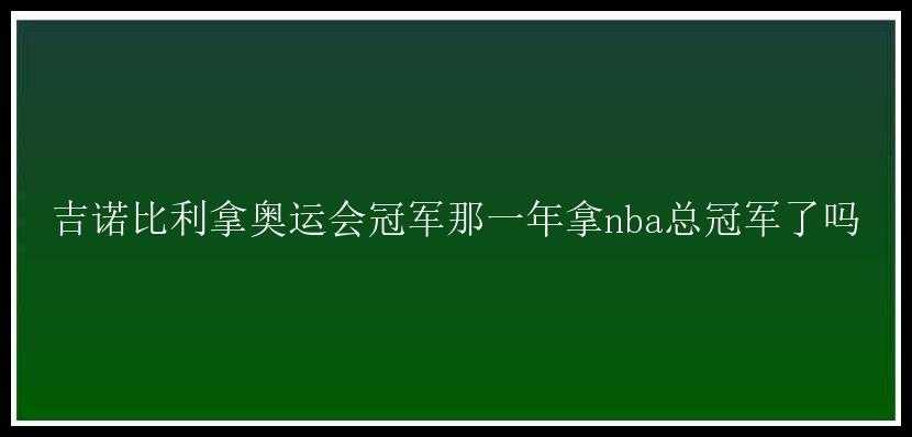 吉诺比利拿奥运会冠军那一年拿nba总冠军了吗