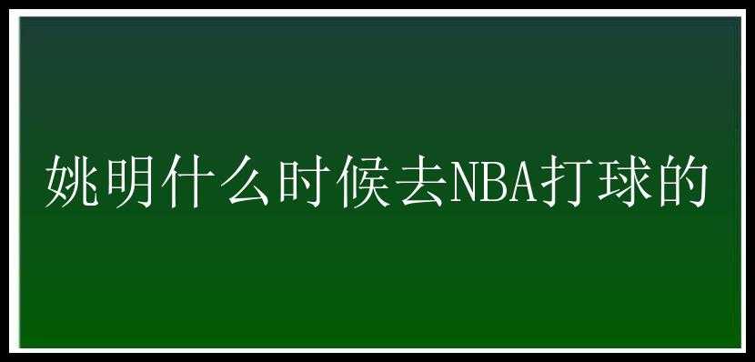 姚明什么时候去NBA打球的