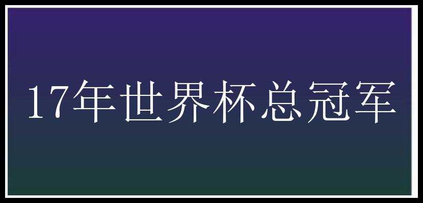 17年世界杯总冠军