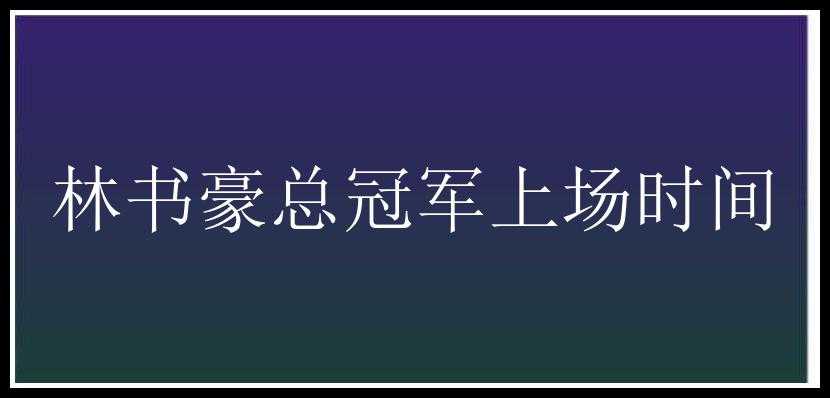 林书豪总冠军上场时间