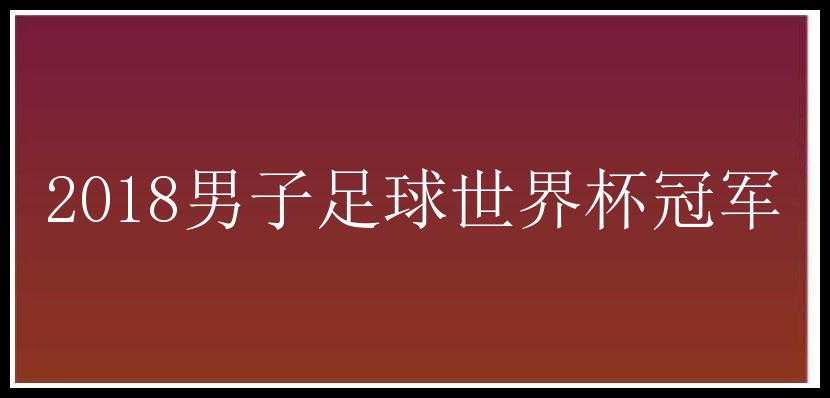 2018男子足球世界杯冠军