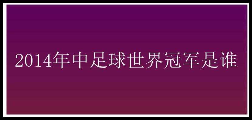 2014年中足球世界冠军是谁