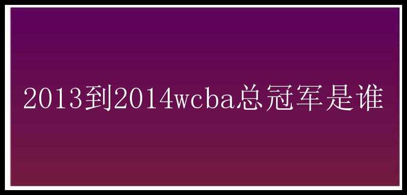 2013到2014wcba总冠军是谁