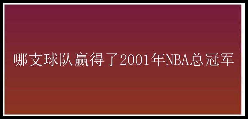 哪支球队赢得了2001年NBA总冠军