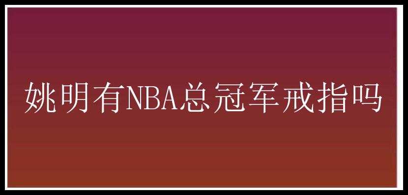 姚明有NBA总冠军戒指吗