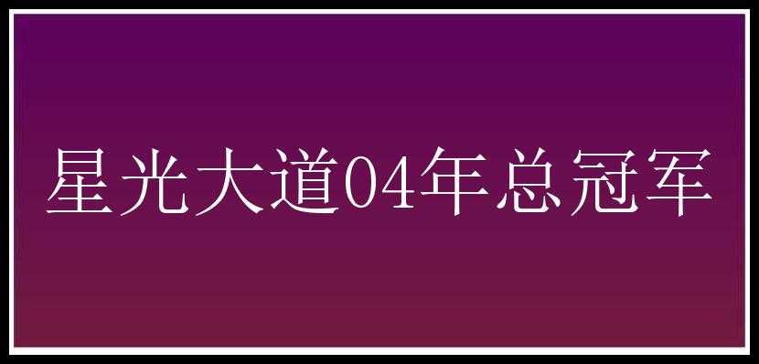 星光大道04年总冠军