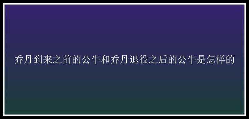 乔丹到来之前的公牛和乔丹退役之后的公牛是怎样的