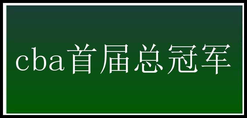 cba首届总冠军