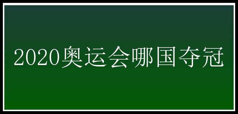 2020奥运会哪国夺冠