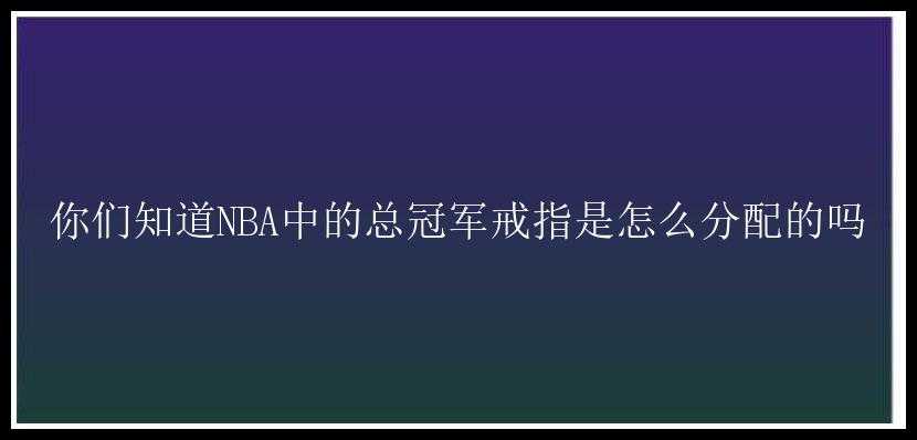 你们知道NBA中的总冠军戒指是怎么分配的吗