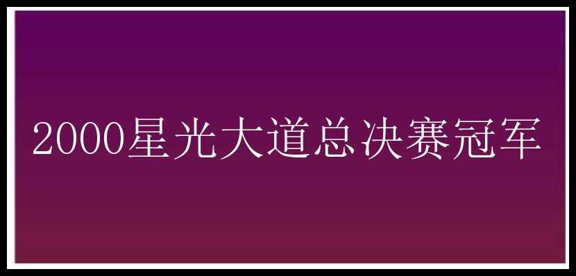 2000星光大道总决赛冠军