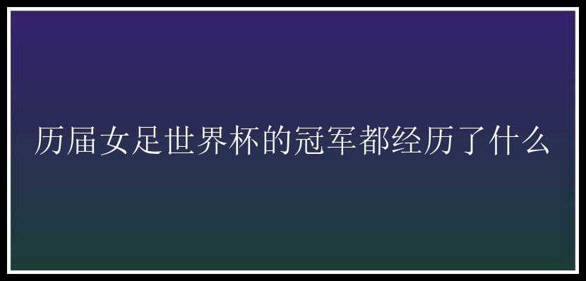 历届女足世界杯的冠军都经历了什么