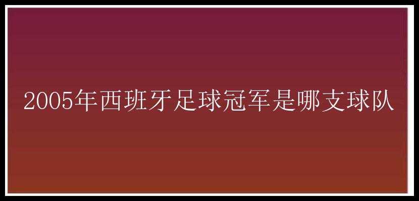 2005年西班牙足球冠军是哪支球队