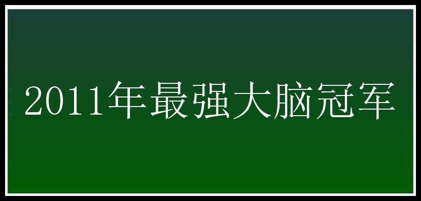 2011年最强大脑冠军