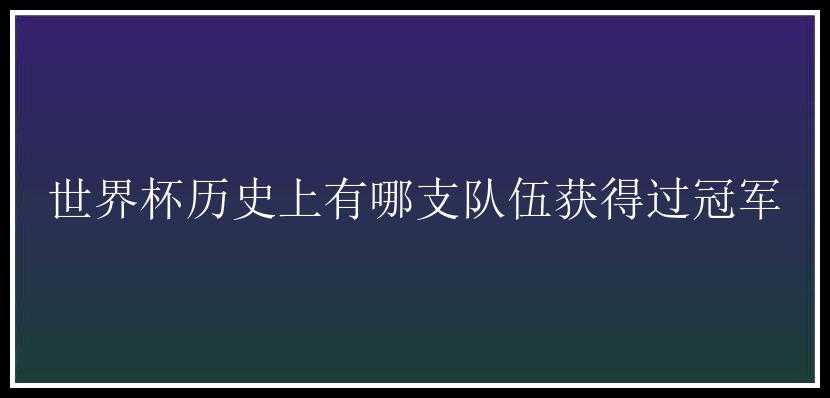 世界杯历史上有哪支队伍获得过冠军