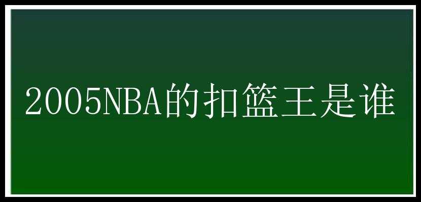 2005NBA的扣篮王是谁