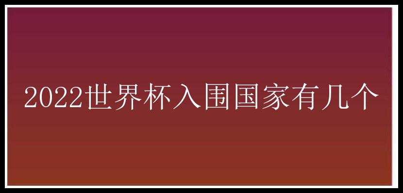 2022世界杯入围国家有几个