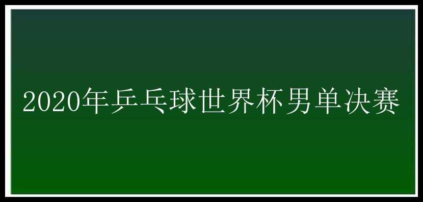 2020年乒乓球世界杯男单决赛