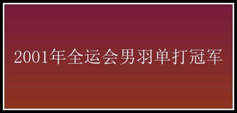 2001年全运会男羽单打冠军