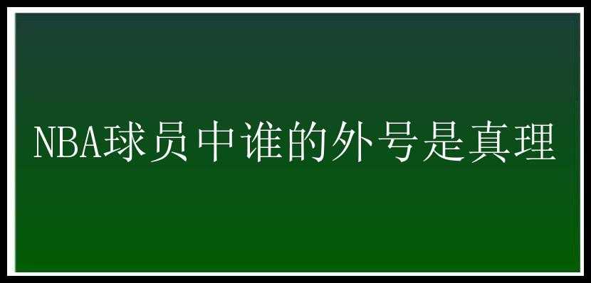 NBA球员中谁的外号是真理