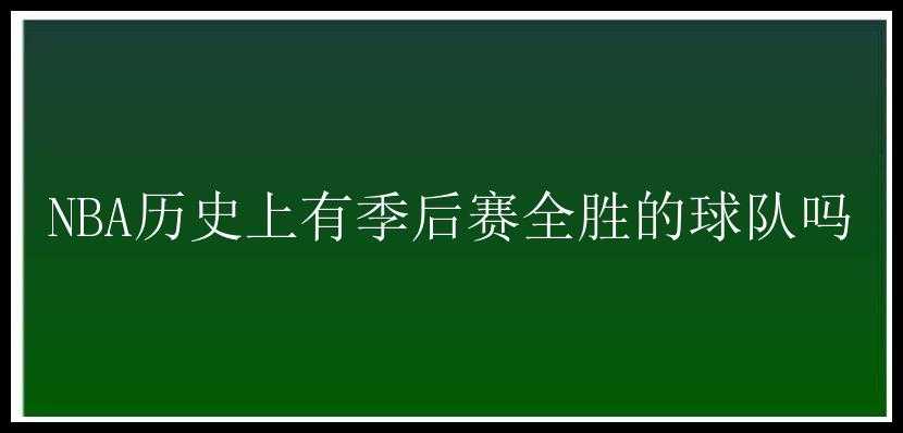 NBA历史上有季后赛全胜的球队吗