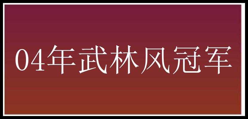 04年武林风冠军