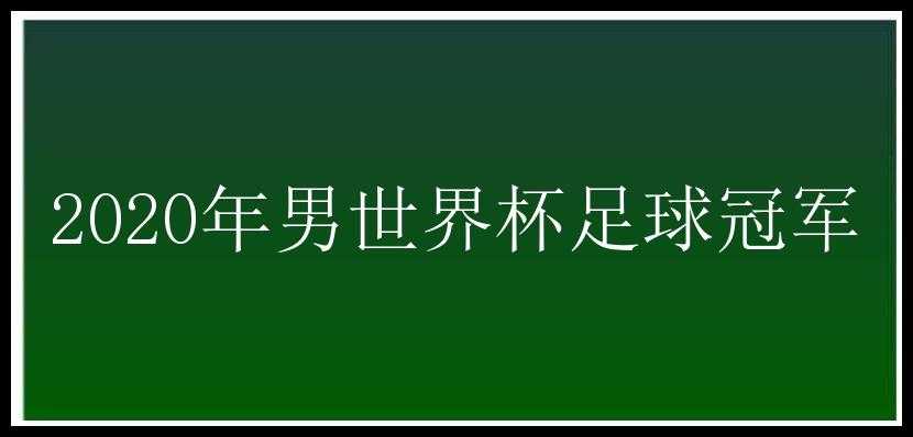 2020年男世界杯足球冠军