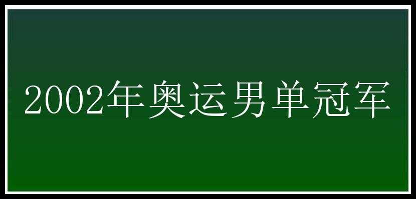 2002年奥运男单冠军