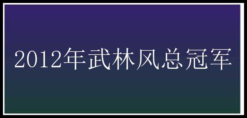 2012年武林风总冠军