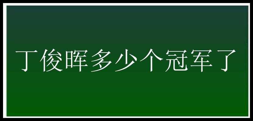 丁俊晖多少个冠军了