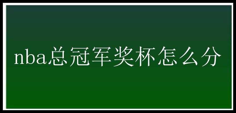 nba总冠军奖杯怎么分