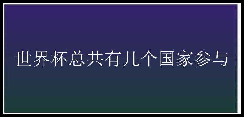 世界杯总共有几个国家参与