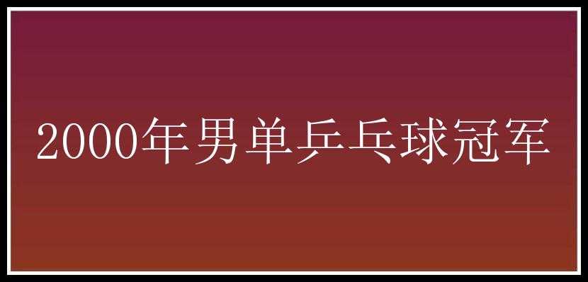 2000年男单乒乓球冠军