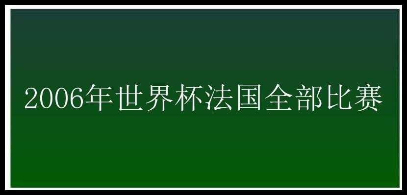 2006年世界杯法国全部比赛