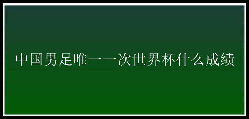 中国男足唯一一次世界杯什么成绩