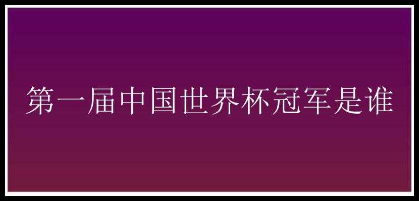 第一届中国世界杯冠军是谁