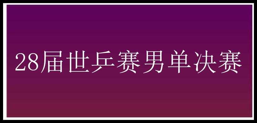 28届世乒赛男单决赛