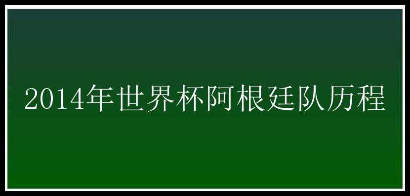 2014年世界杯阿根廷队历程